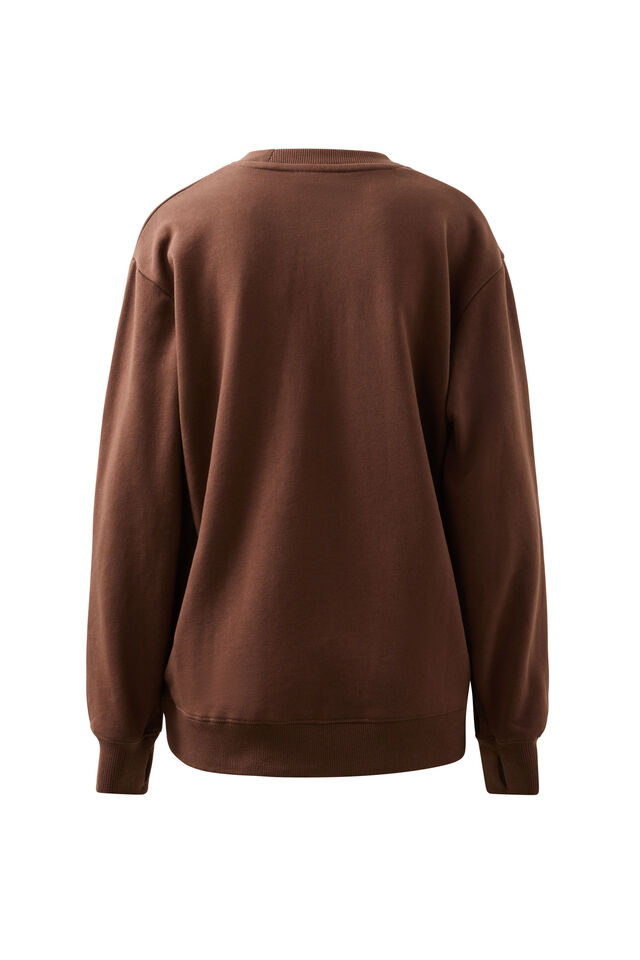 Isla Oversized Slouchy Crew, CHOCOLATE HERITAGE LOGO