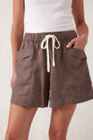 Panelled Pull On Short, CHOC LINEN - alternate image 4