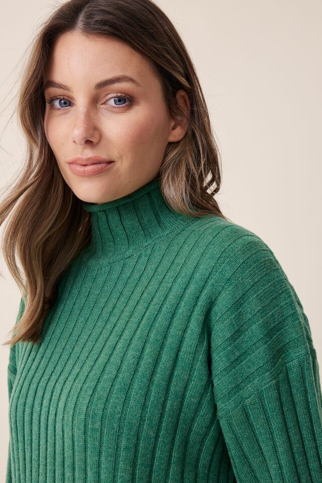 Soft Knit Split Hem Tunic In Recycled Blend, LAWN GREEN