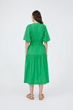 Belted Balloon Sleeve Dress In Organic Cotton, SPEARMINT - alternate image 3