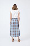Midi Skirt In Cotton Linen Blend, BLUE SKY TAUPE GINGHAM - alternate image 4