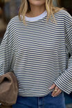 Beau Long Sleeve Slouchy Tee, HERITAGE NAVY/BUTTER/STONE STRIPE - alternate image 4