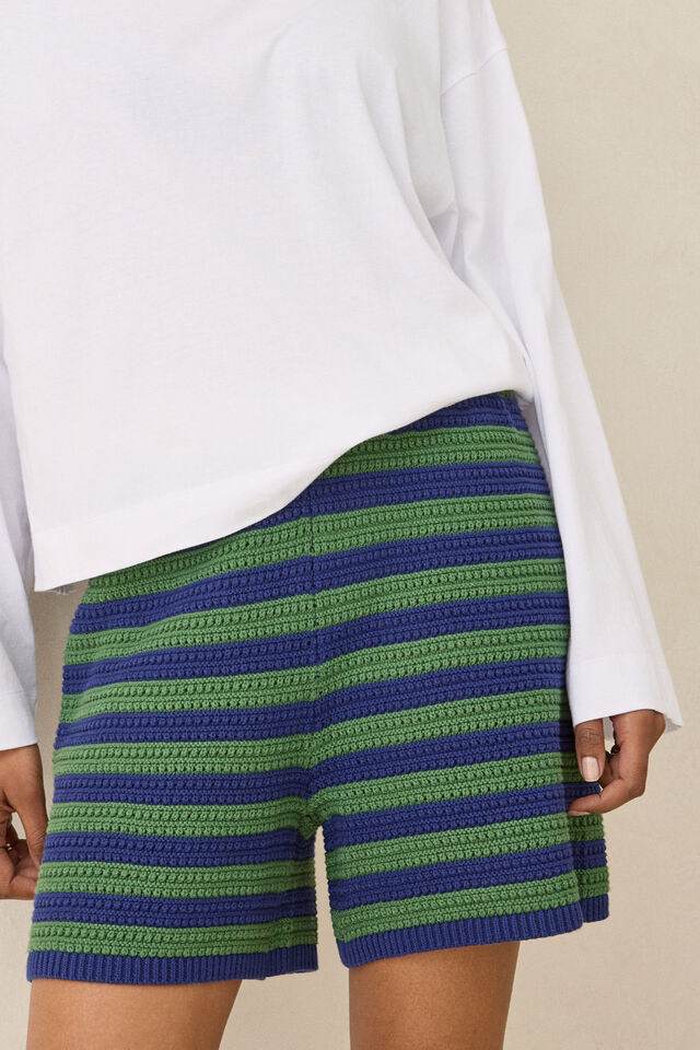 Mara Textured Knit Short, BASIL STRIPE