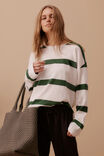 Scout Slouchy Long Sleeve  Tee, VANILLA PINE GREEN BOLD STRIPE - alternate image 1
