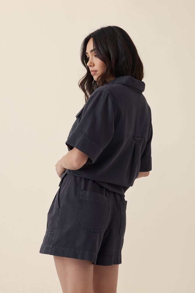 Relaxed Everyday Short, WASHED BLACK TWILL