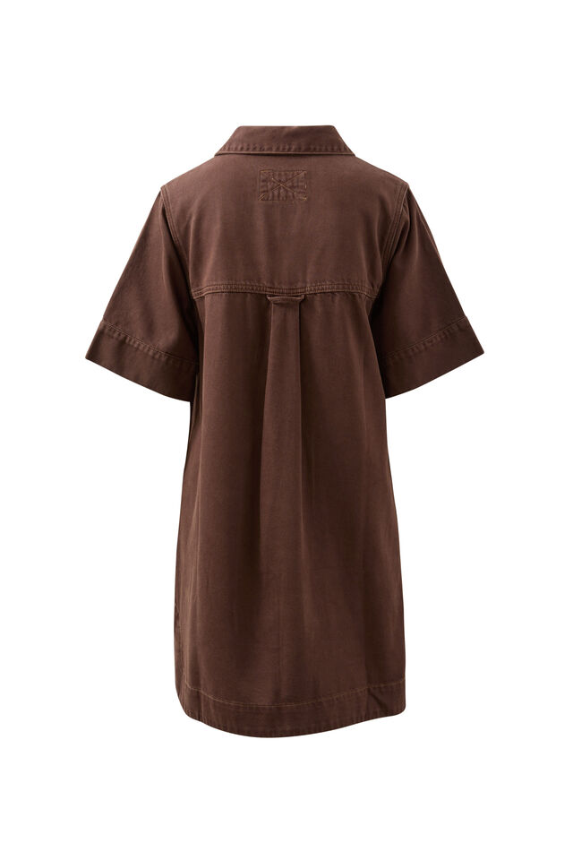 Sammy Relaxed Shirt Dress, CHOCOLATE