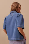 Dylan Pleat Sleeve Denim Shirt, FRESH INDIGO - alternate image 3