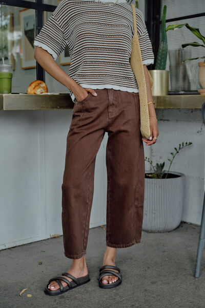Demi Barrel Jean, CHOCOLATE