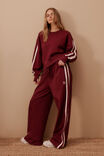 Gigi Wide Leg Terry Trackpant, BURGUNDY SIDE STRIPE - alternate image 6