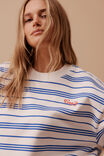 Cropped Slouchy Crew, WARM WHITE BLUE AZURE STRIPE - alternate image 5