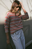 Ladder Stitch Knit, STRING/HERITAGE RED STRIPE - alternate image 1