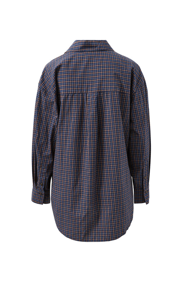 Peta Oversized Shirt, NAVY CHECK