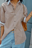 Peta Oversized Shirt, TOFFEE CHECK - example image 6