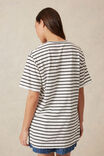 Longline Step Hem Tee, VANILLA /PHANTOM FINE STRIPE - alternate image 3