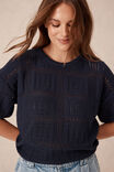 Square Knit Boxy Tee, NEW NAVY - alternate image 5