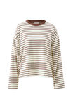 Beau Long Sleeve Slouchy Tee, MILK/BRUNETTE BROWN STRIPE - alternate image 2