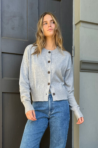 Soft Crew Cardi, GREY MARLE