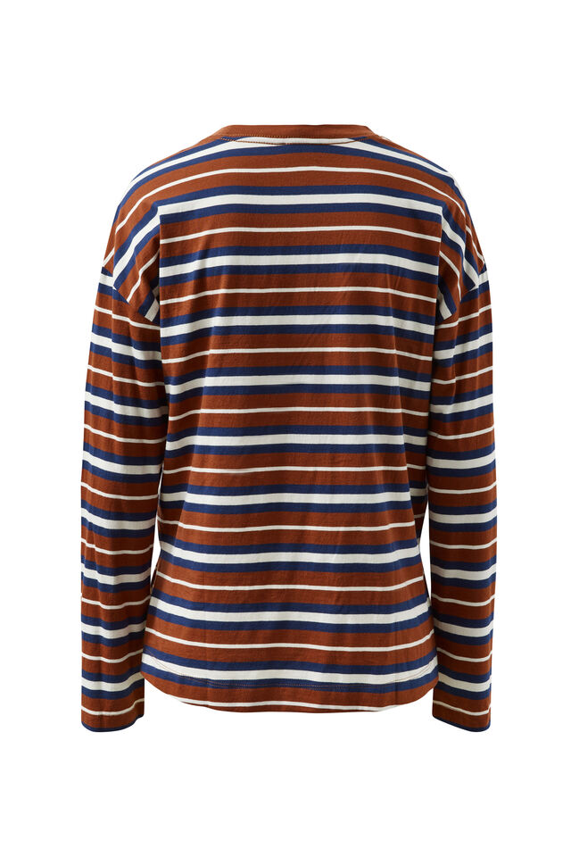 Scout Slouchy Long Sleeve  Tee, GINGER/HERITAGE NAVY STRIPE