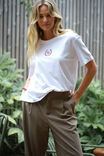 Stevie Slouchy Split Hem Tee, WHITE/BURGANDY COUNTRY CLUB LOGO - alternate image 1