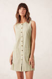 Button Through Mini Shift Dress, MATCHA - alternate image 5