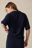 Short Sleeve Collared Beach Knit, NEW NAVY - alternate image 3