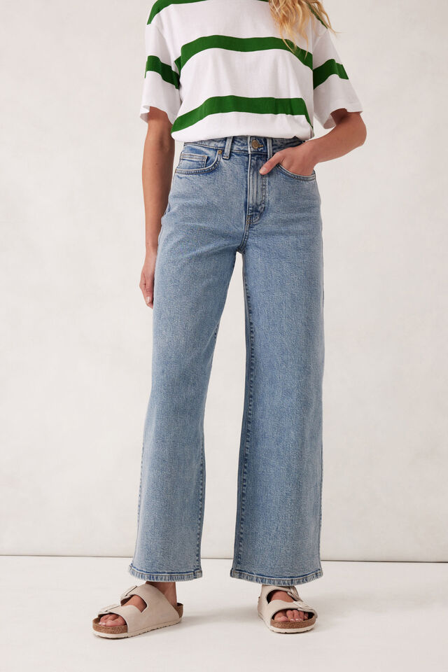 Evie Wide Leg Jean, MID VINTAGE BLUE