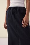 Patch Pocket Midi Skirt, BLACK LINEN - alternate image 5