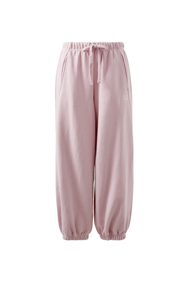 Barrel Leg Trackpant, BLUSH EMBROIDERY LOGO