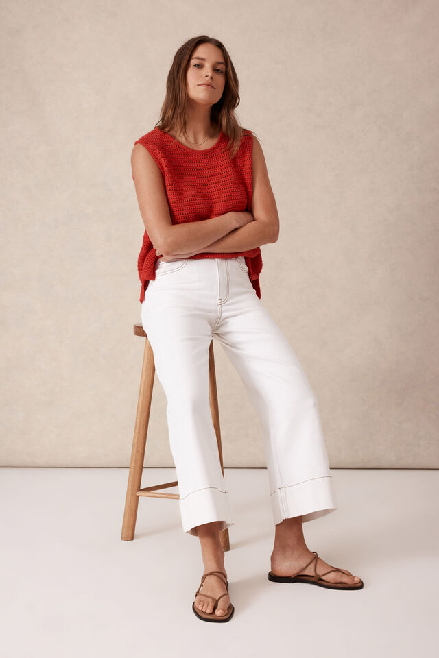 Jude Wide Leg Crop Jean, FRESH ECRU
