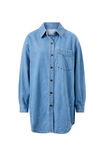 Maeve Longline Panelled Denim Shirt, MID VINTAGE BLUE - alternate image 2