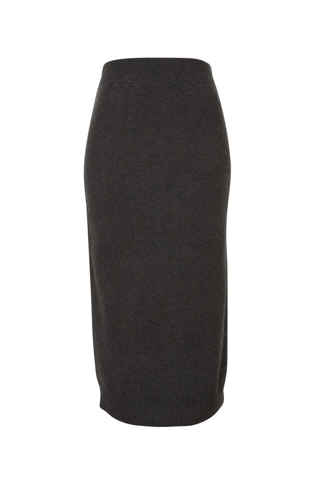 Soft Knit Tube Skirt In Recycled Blend, CHARCOAL MARLE