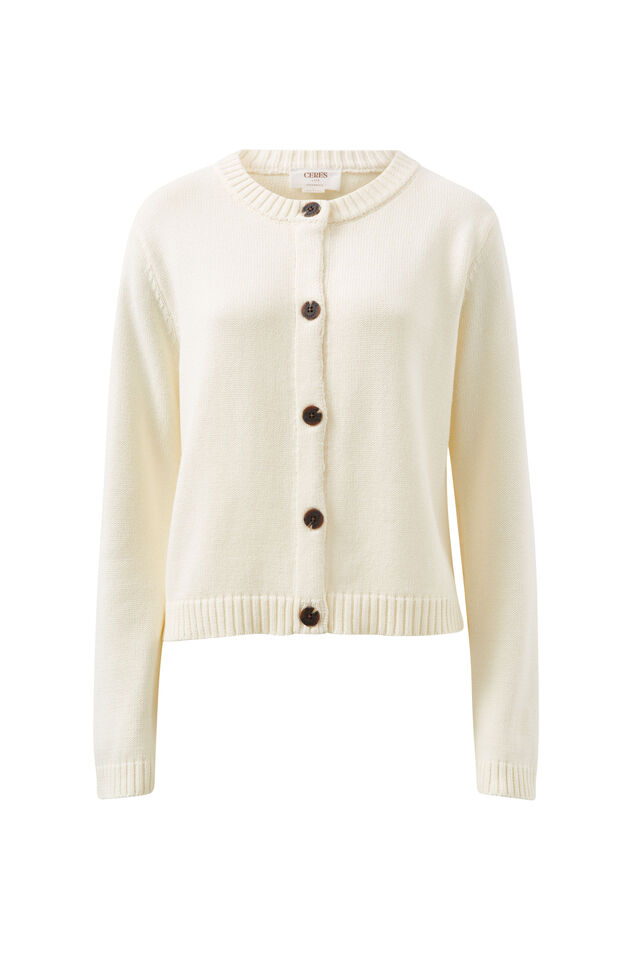 Nelly Long Sleeve Knit Cardi, EGGSHELL