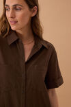 Hanna Midi Shirt Dress, CHOCOLATE - alternate image 7