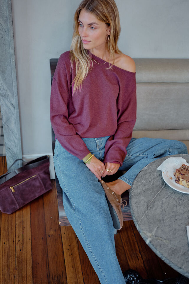 Liza Drapey Soft Knit, WASHED BURGUNDY