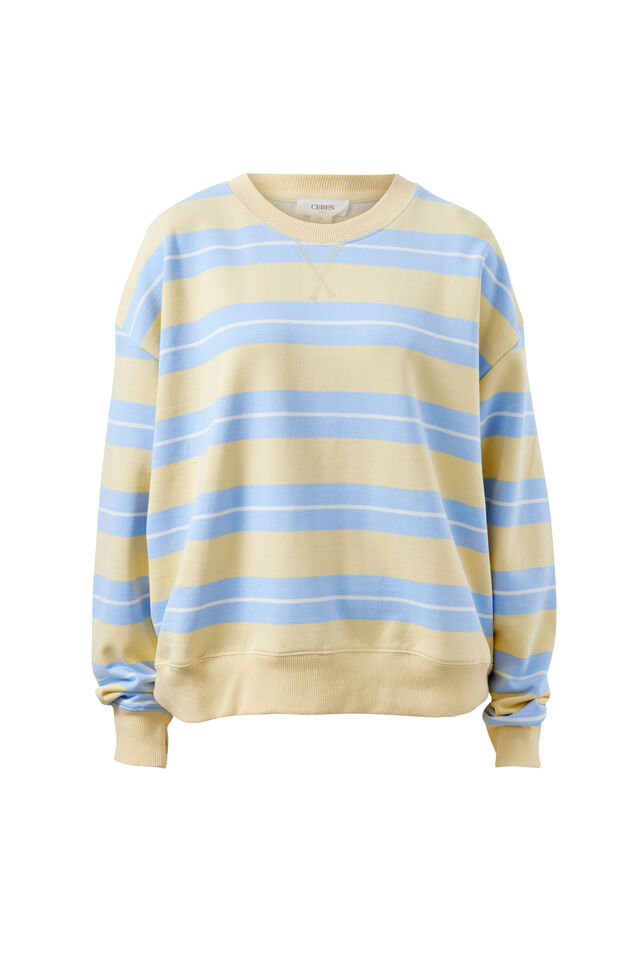 Romy Crew, BUTTER/CHINA BLUE STRIPE