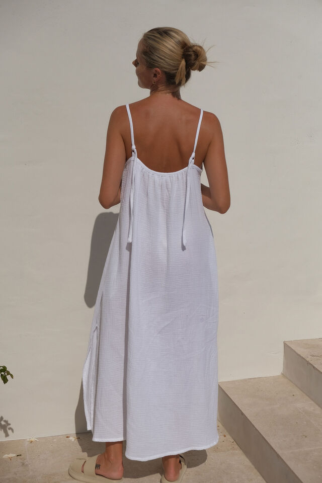 Strappy Midi Dress, WHITE