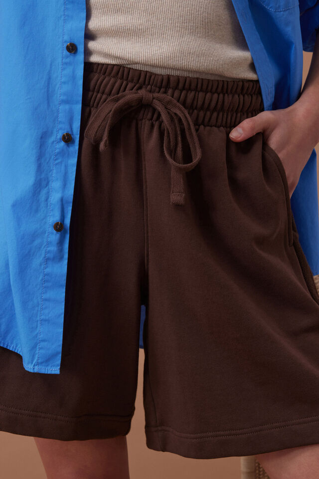 Lulu Reverse Panel Short, CHOCOLATE