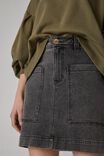 Square Pocket Denim Mini Skirt, SHADDOW