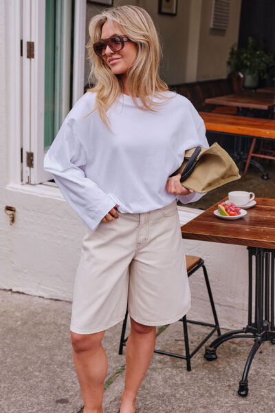 Olive Belted Denim Short, FRESH SAND