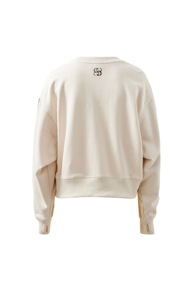 Sasha Sporty Slouchy Crew, BUFF CHOCOLATE SIDE STRIPE