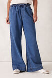 Andie Wide Leg Drawstring Pant, MID INDIGO - alternate image 4