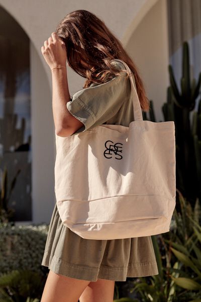 Monogram Tote, NATURAL/BLACK EMBROIDERY