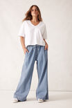 Andie Wide Leg Drawstring Pant, BLUE HERRINGBONE - alternate image 1