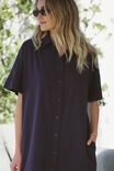 Mini Shirt Dress, NEW NAVY TEXTURED COTTON - alternate image 3