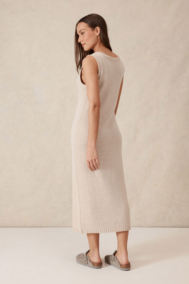 Sleeveless Beach Knit Midi Dress, STRING