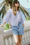 Woven Collarless Top, MIDNIGHT TEXTURED STRIPE - alternate image 4