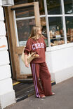 Gigi Wide Leg Terry Trackpant, BURNT TOFFEE ORCHID SIDE STRIPE - alternate image 1