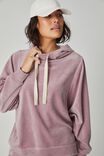 Velour Hooded Sweater, MAUVE SHADOW