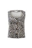 Square Neck Shell Top, LEOPARD LINEN BLEND - alternate image 2