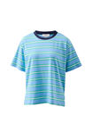 Stevie Slouchy Tee, POWDER/ZESTY GREEN STRIPE - alternate image 2